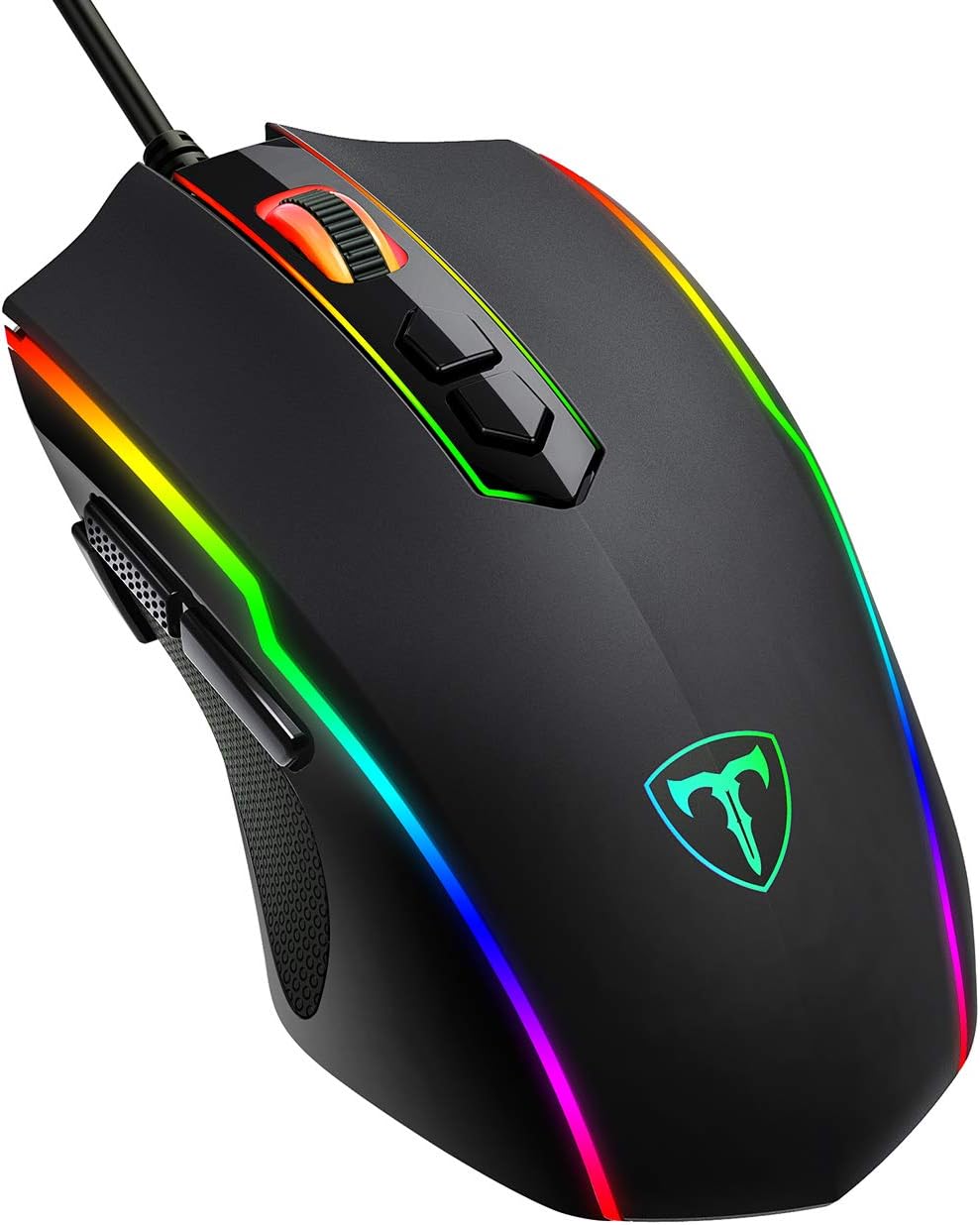 RisoPhy RGB Gaming Mouse Wired, PC Gaming Mice with 8 Programmable Buttons,Chroma RGB Backlit, 7200 DPI Adjustable,Comfortable Grip Ergonomic Optical Computer Gaming Mice with Shutton Button,Black