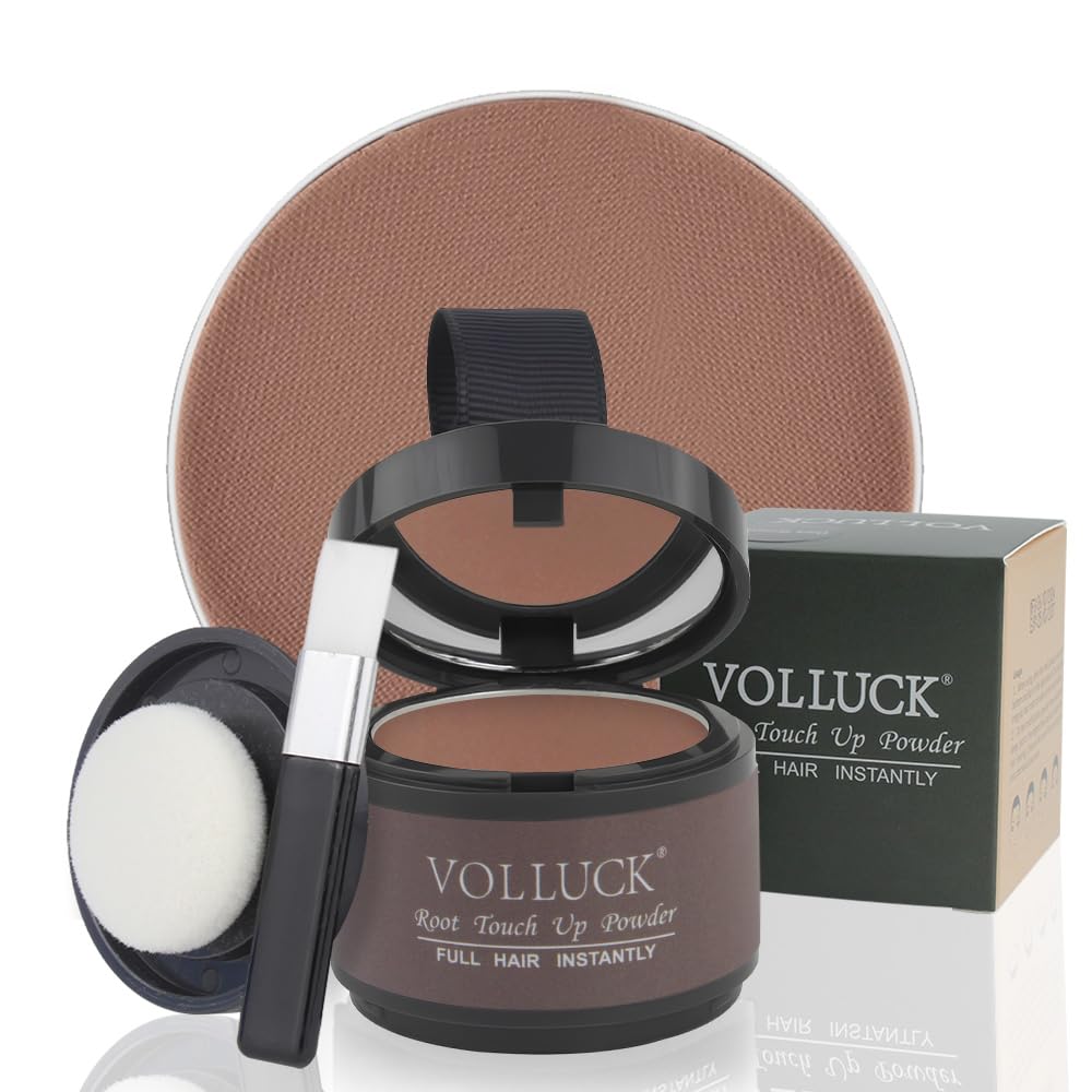 VOLLUCK Root Touch Up Powder Stick for Thinning Hair, Bald Spots, Eyebrows, and Beards - Hairline Shadow Powder for Women and Men, Auburn