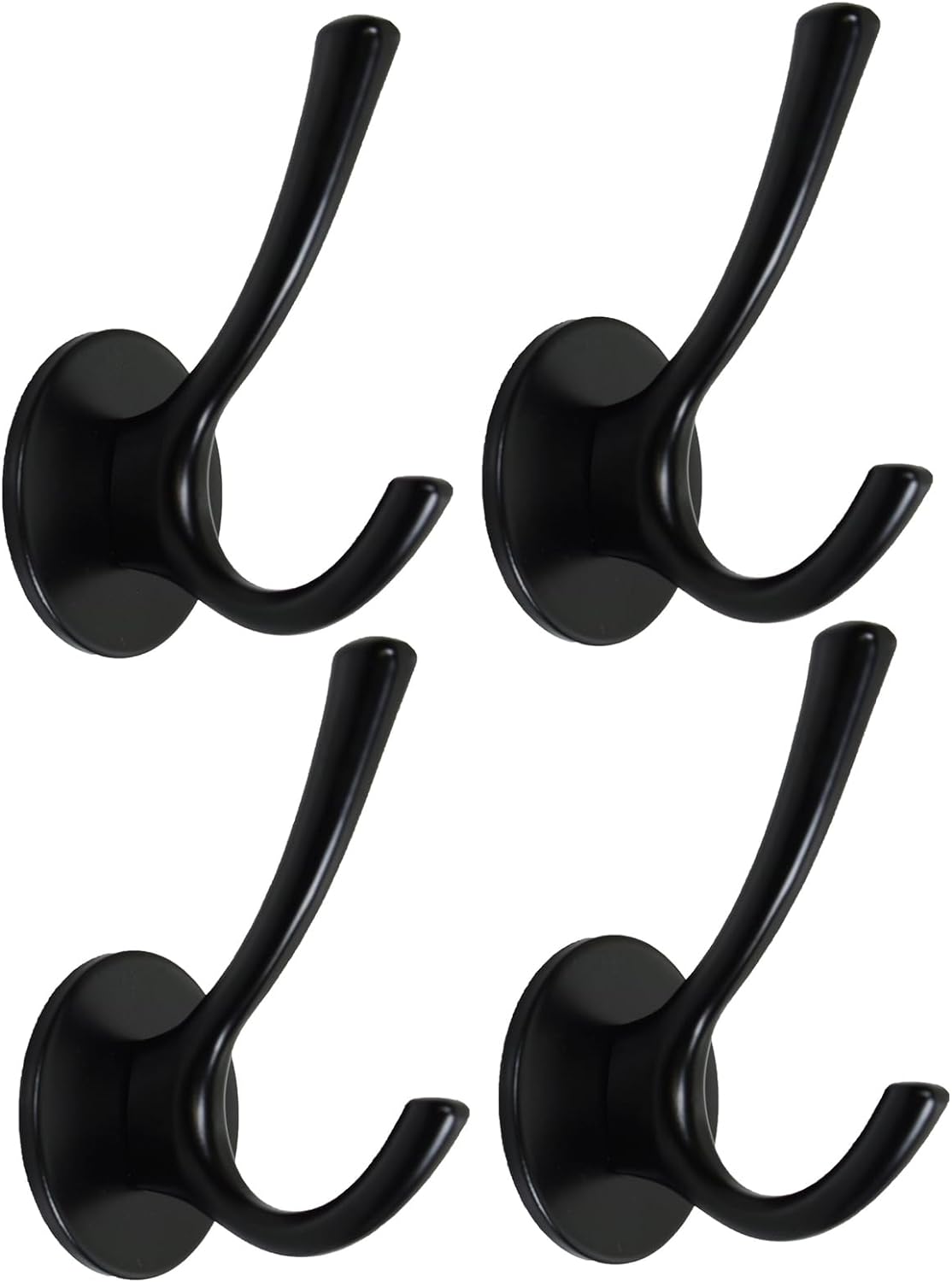 4-Pack Adhesive 4 Hooks No Drilling Shower Hooks Kitchen Hook Key Hooks Easy Installation Coat Hook for Bath Towel Hook Bathroom Hook Black