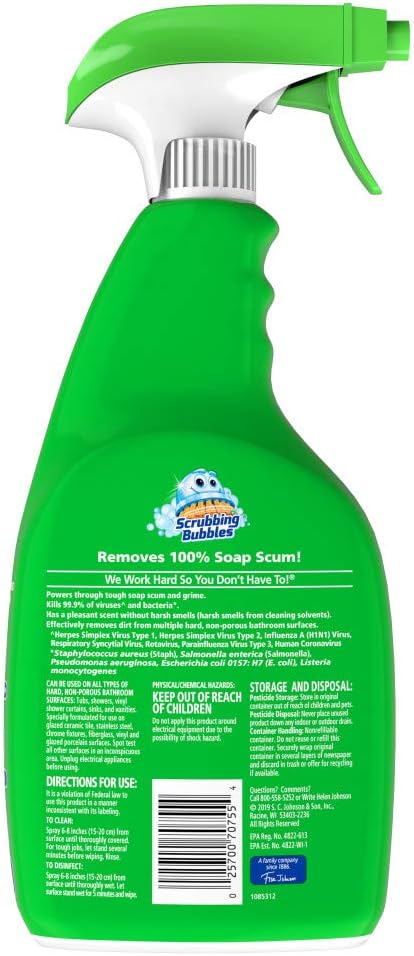 Scrubbing Bubbles Disinfectant Bathroom Grime Fighter Spray, Citrus, 32 fl oz (Pack of 2)