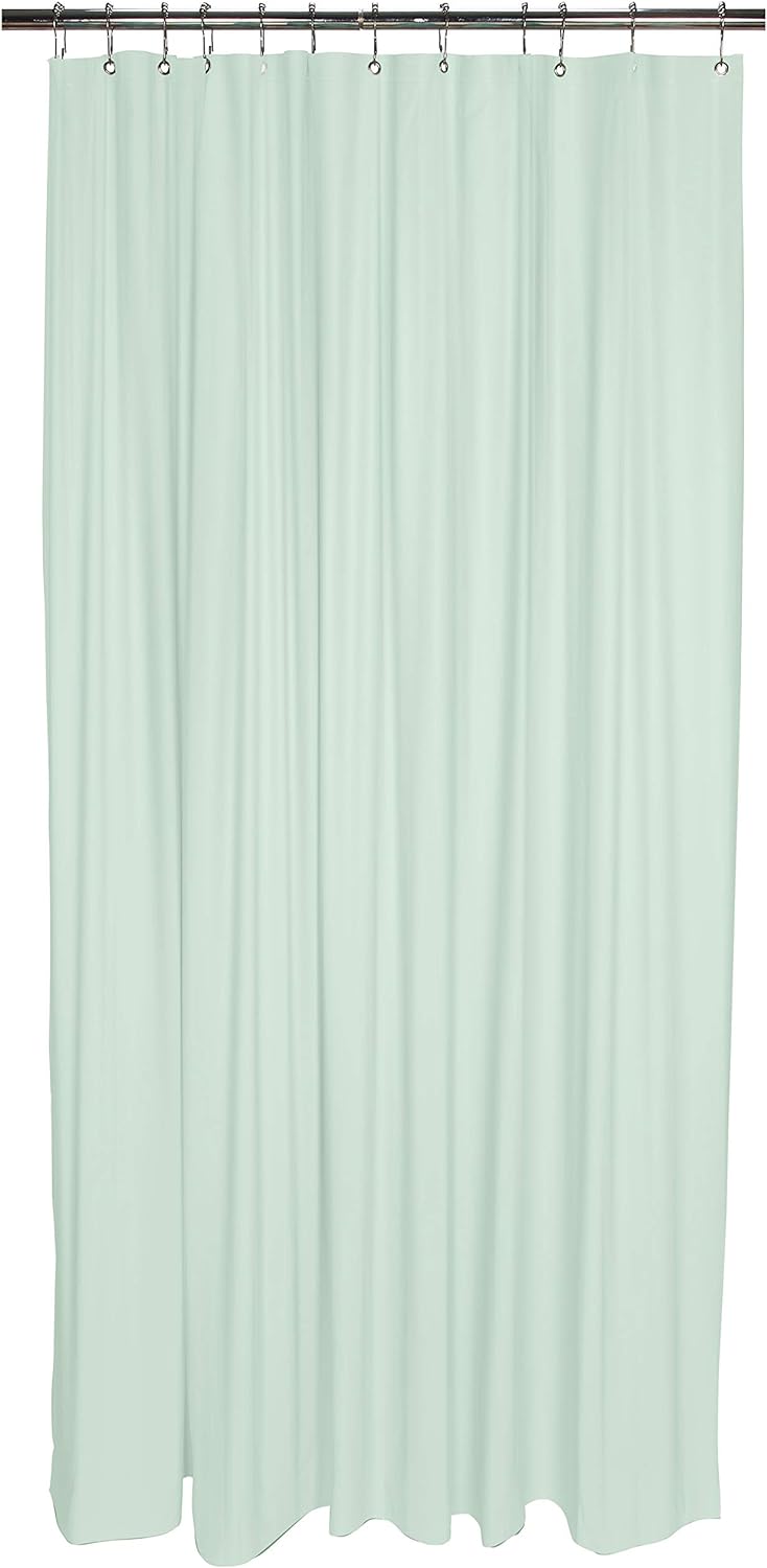 Bath Bliss Heavy Shower Curtain Liner, 12 Rust Resistant Metal Grommets, 3 Weighted Magnet Hem, Mint, Green