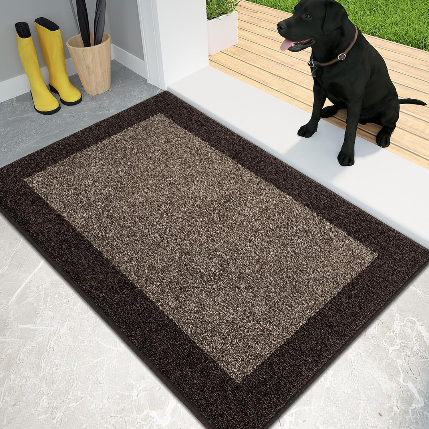 PURRUGS Dirt Trapper Door Mat 20" x 32", Non-Slip/Skid Machine Washable Entryway Rug, Shoes Scraper, Throw Rug, Super Absorbent Area Rug for Muddy Wet Shoes and Paws