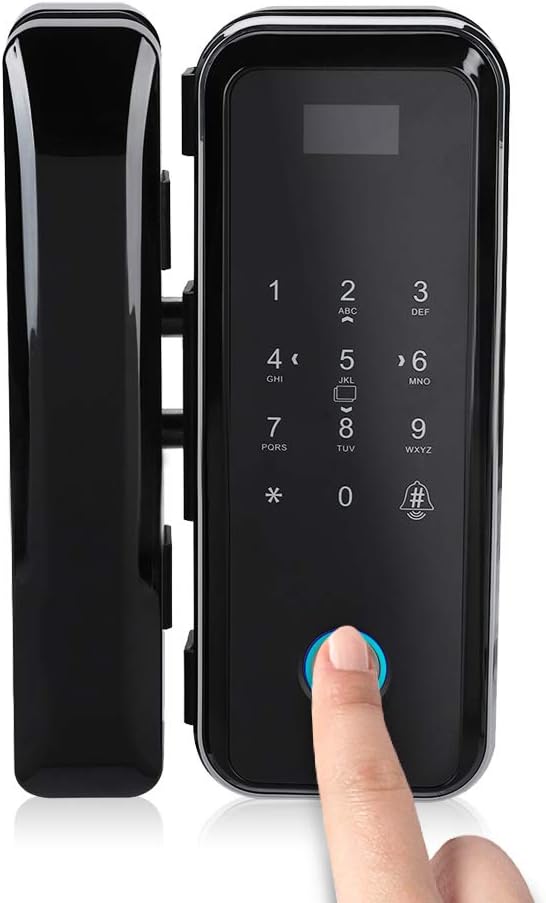 Fingerprint Keyless Entry Door Lock, Electronic Smart Glass Door Lock Fingerprint Smart Lock Password Door Access Control System Fingerprint/Password/Swipe/Remote Unlock for Home