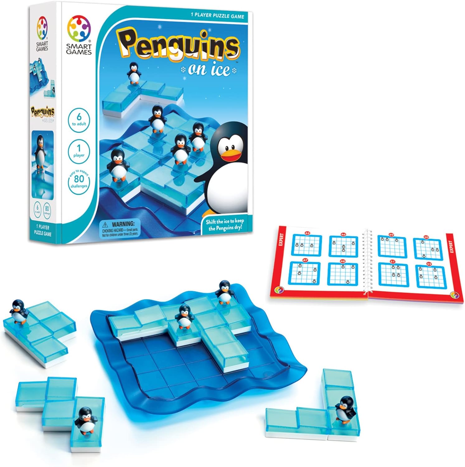 SmartGames Penguins on Ice - A Sliding Cognitive Skill-Building Puzzle Game for Ages 6 - Adult