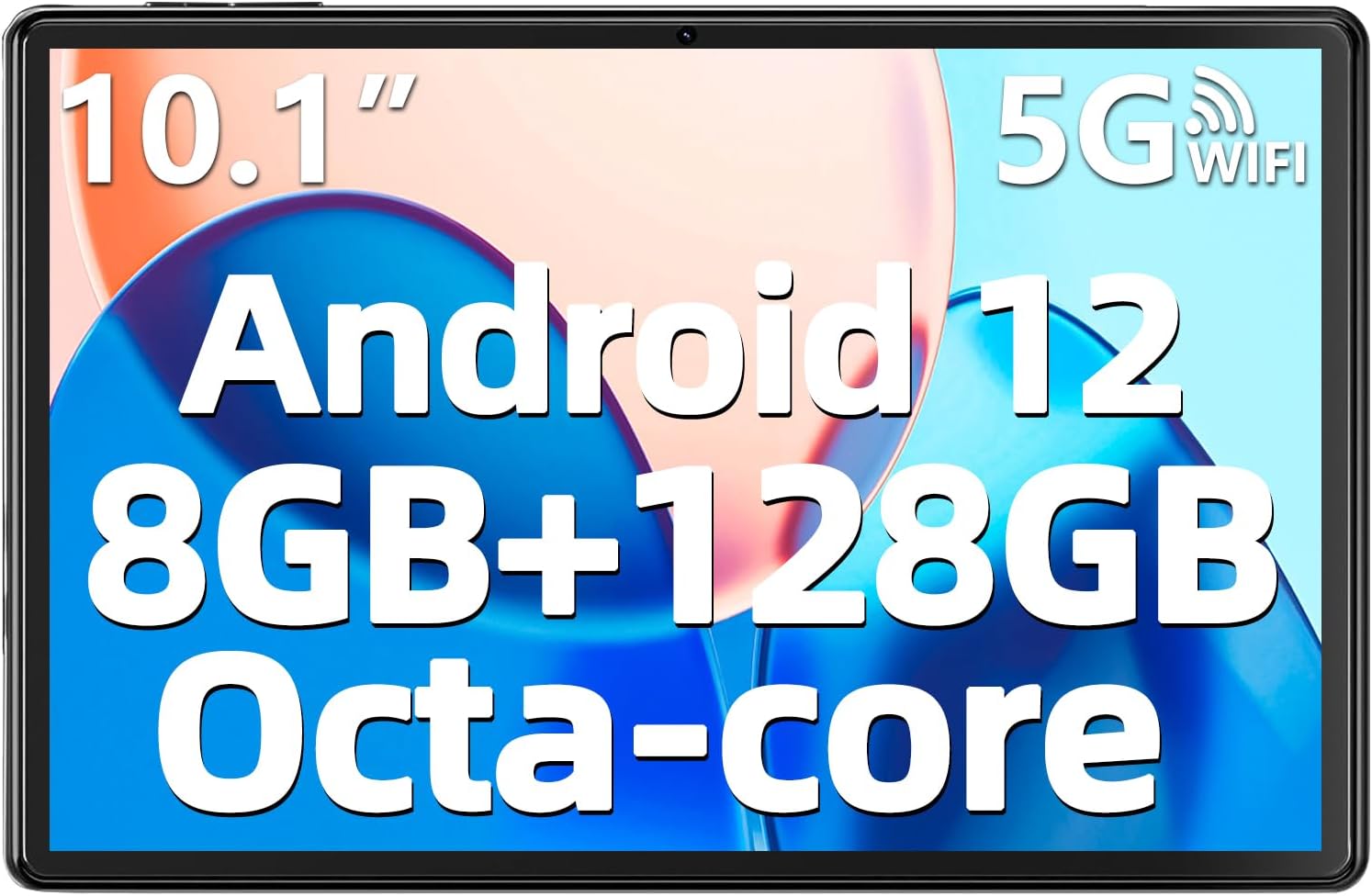 SGIN 10.1 Inch Tablet, 8GB RAM 128GB ROM Tablet, Android 12 Tablets with 1280 * 800 HD IPS Srceen, MTK Octa-Core 2.0Ghz, 5%2b8MP Camera, 6000mAh, 2.4%2f5G WiFi, Bluetooth 5.0