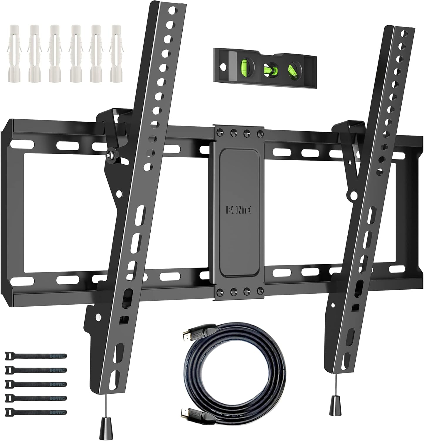 BONTEC Tilt TV Wall Mount for Most 37-85 Inch LED LCD OLED Flat Curved Screen TVs Fits 16 18 24 Wood Stud, Low Profile TV Wall Bracket with Max. VESA 600x400mm, Hold Up to 132LBS