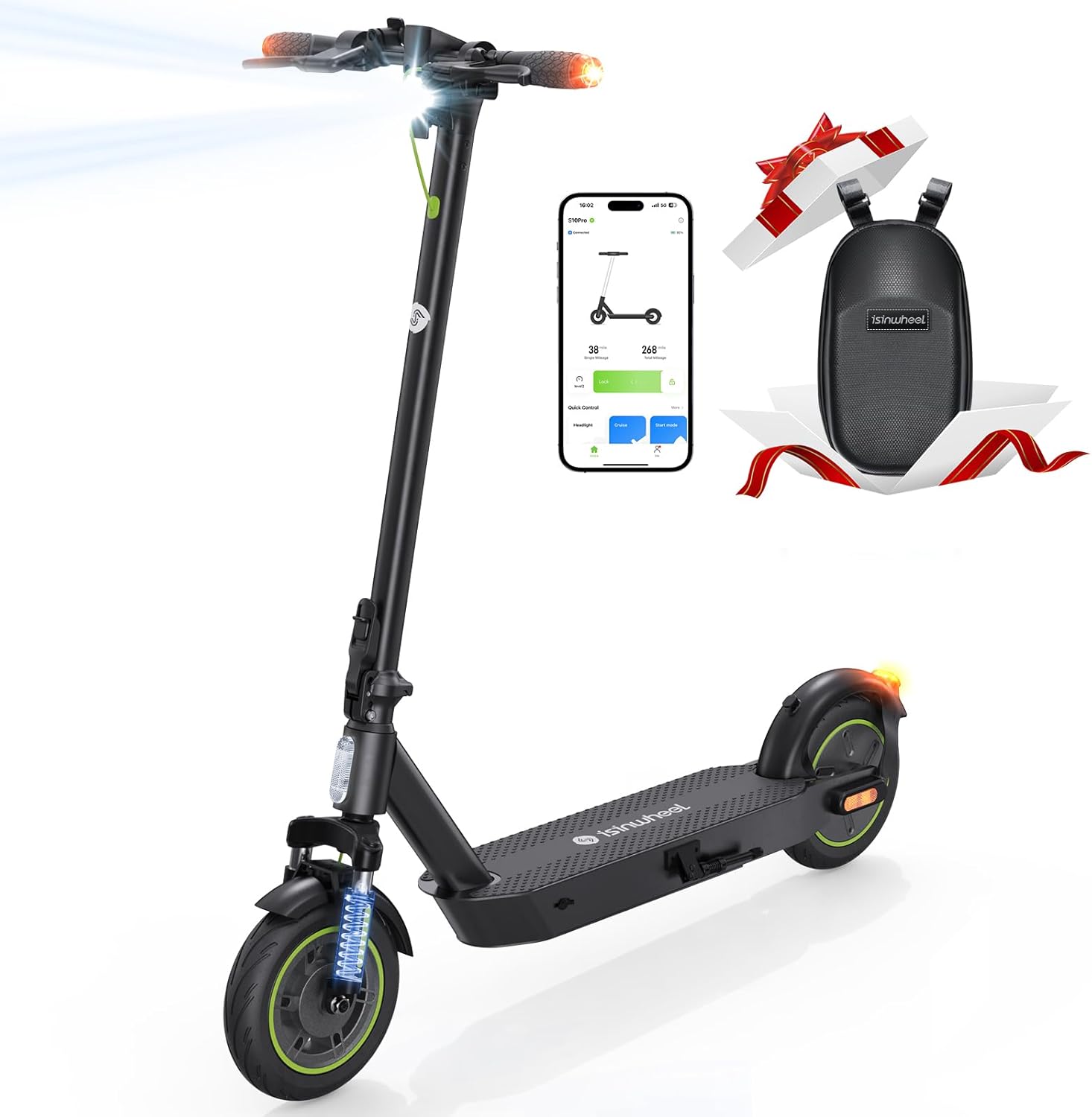 isinwheel Electric Scooter Adults, 21/28 MPH Top Speed, 800/1000W Motor E-Scooter Up to 32/37 Miles, Dual Shock Absorbers & Turn Signal, Foldable Scooter for Adults