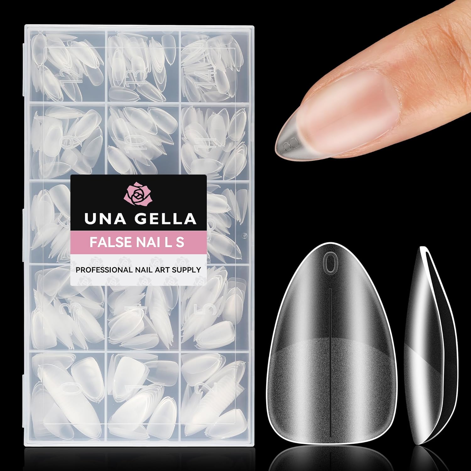 UNA GELLA Short Almond Nail Tips, 312Pcs Short Gel X Nail Tips Almond Shape, 15 Sizes Soft Gel Nail Tips Full Matte Surface Clear Acrylic False Nails No Need to File for Nail Extension DIY Salon