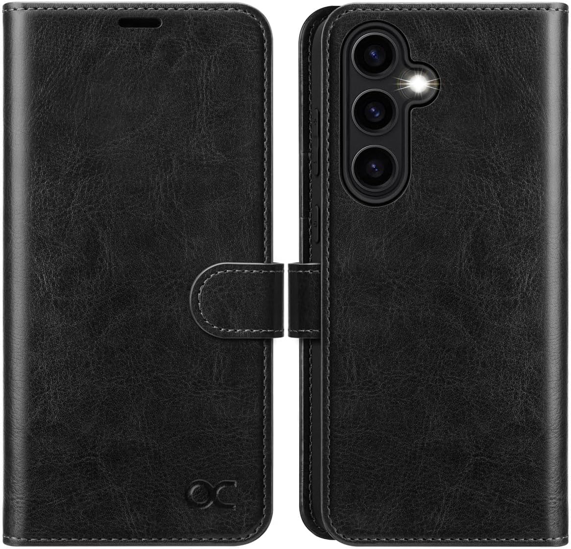 OCASE Compatible with Samsung Galaxy A55 Wallet Case, PU Leather Flip Folio Case with Card Holders RFID Blocking Kickstand [Shockproof TPU Inner Shell] Phone Cover (2024), Black