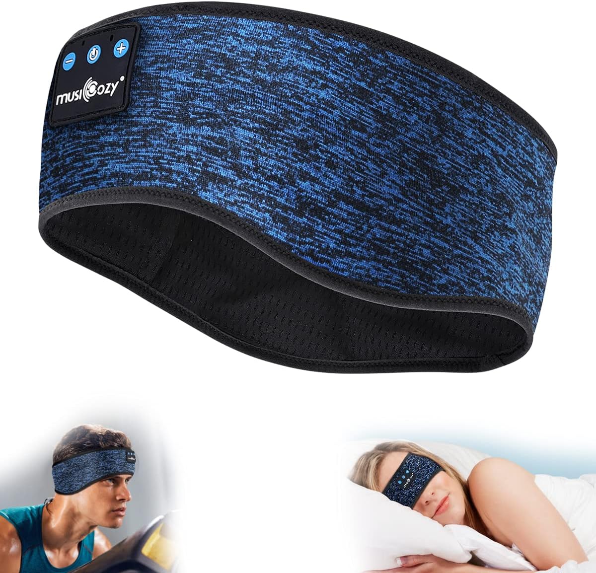 MUSICOZY Bluetooth 5.2 Headband Sports Sleep Headphones, Wireless Music Sleeping Headphones Sleep Eye Mask Earbuds with HD Speakers for Side Sleepers Workout Running Insomnia Travel Yoga