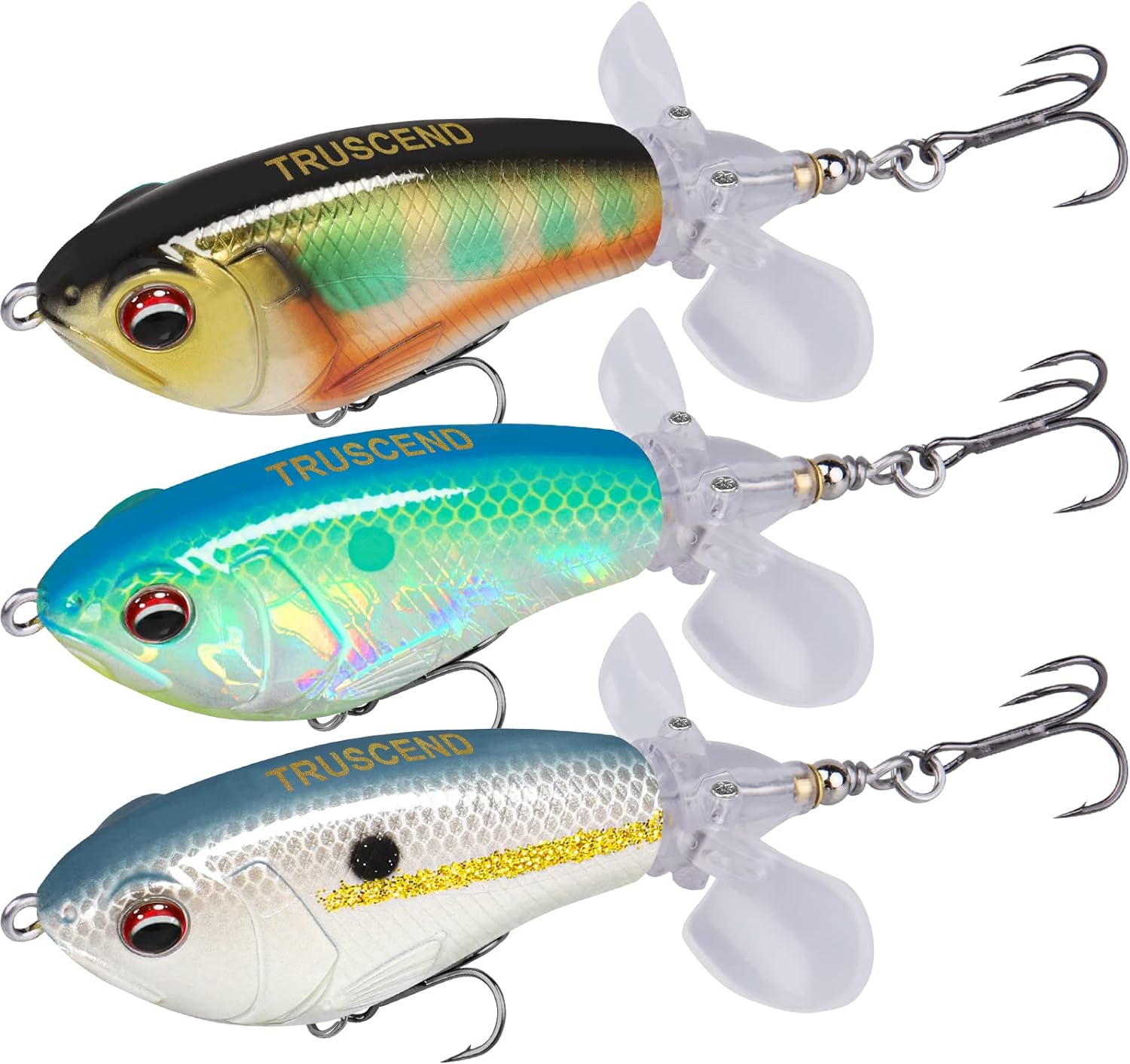 TRUSCEND Top Water Fishing Lures with BKK Hooks, Whopper Fishing Lure for Freshwater or Saltwater, Floating Lure for Bass Catfish Pike, Fishing Wobble Surface Bass Baits Teasers Fishing Gifts for Men