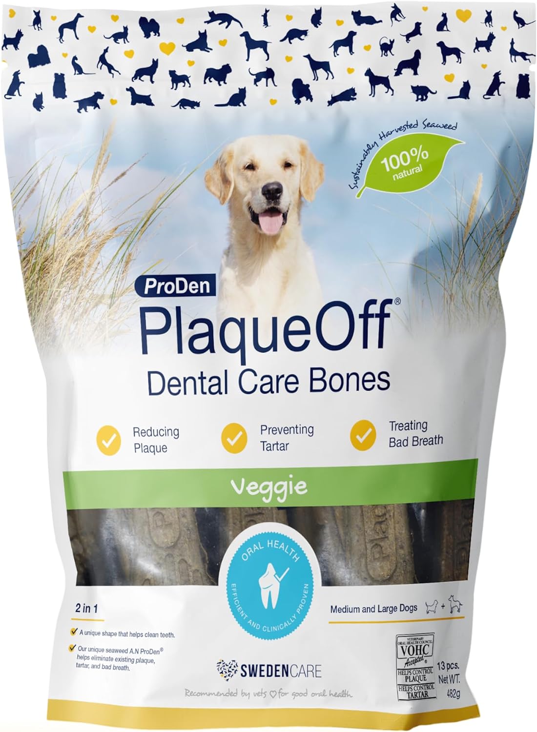 ProDen PlaqueOff System Dental Care Bones for Dogs - Vegetable 17 oz