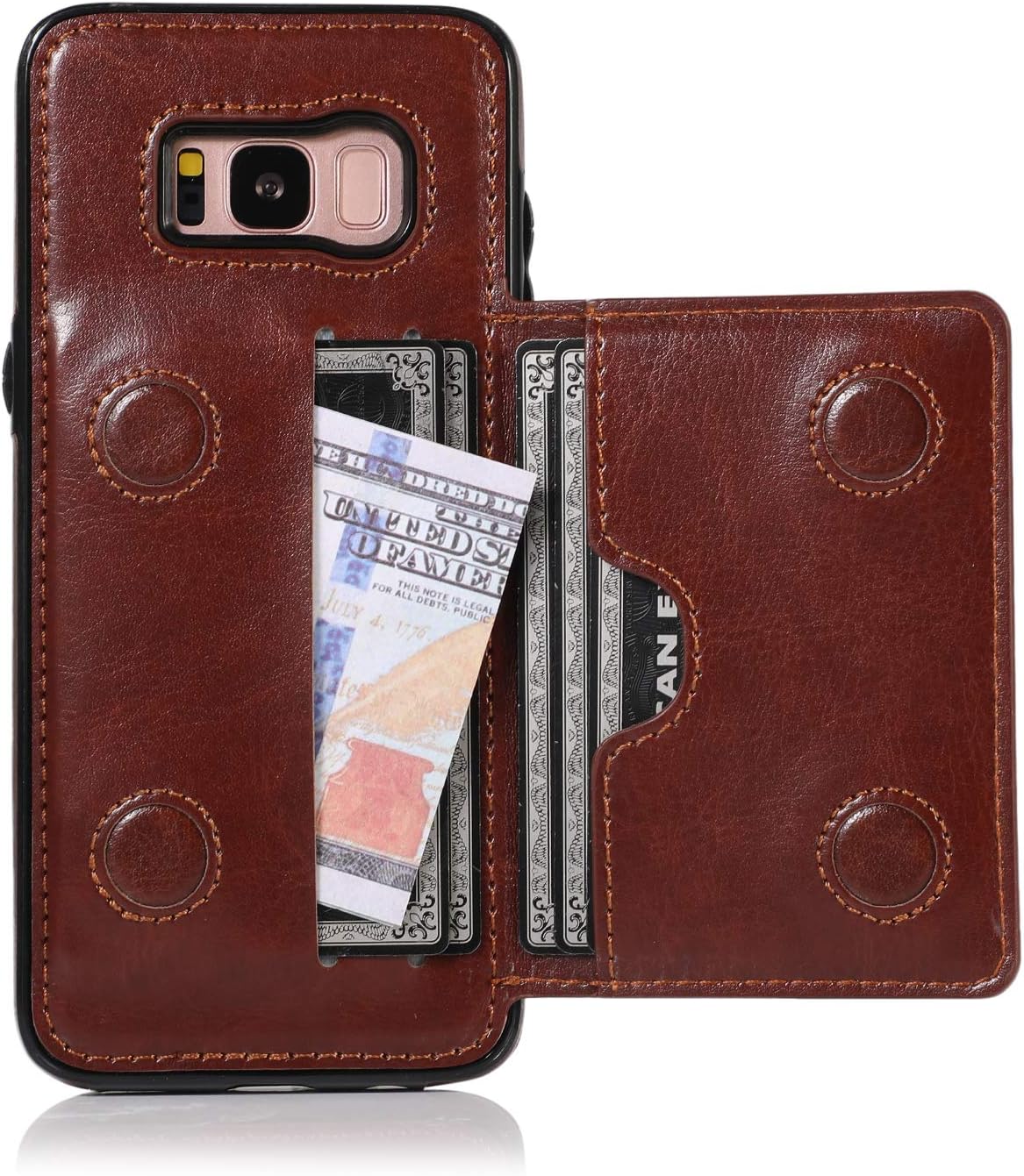 EYZUTAK Card Slot Holder Wallet Case for Samsung Galaxy S9 Plus,Premium PU Leather Case Kickstand with Hidden Magnetic Closure Flip Durable Shockproof Protective Cover for Samsung Galaxy S9 Plus-Brown