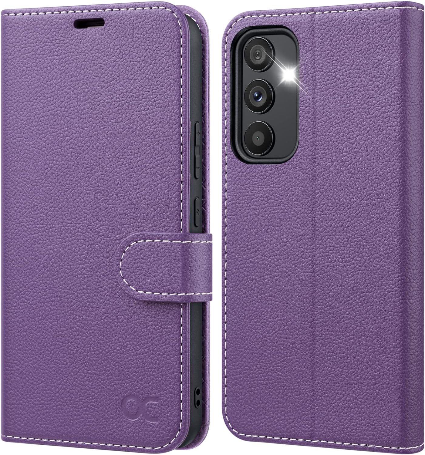 OCASE Compatible with Galaxy S23 FE 5G Wallet Case, PU Leather Flip Folio Case with Card Holders RFID Blocking Kickstand [Shockproof TPU Inner Shell] Phone Cover 6.4 Inch (2023) - Litchi Purple