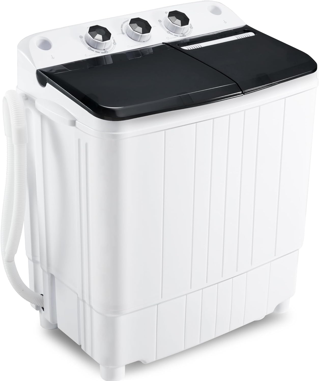 Portable Washing machine 17.6Lbs Capacity Mini Washer and Dryer Combo Compact Twin Tub Laundry Washer(11.6Lbs) & Spinner(6Lbs) with Gravity Drain,Low Noise for Apartment,Dorms,RV Camping, BLACK
