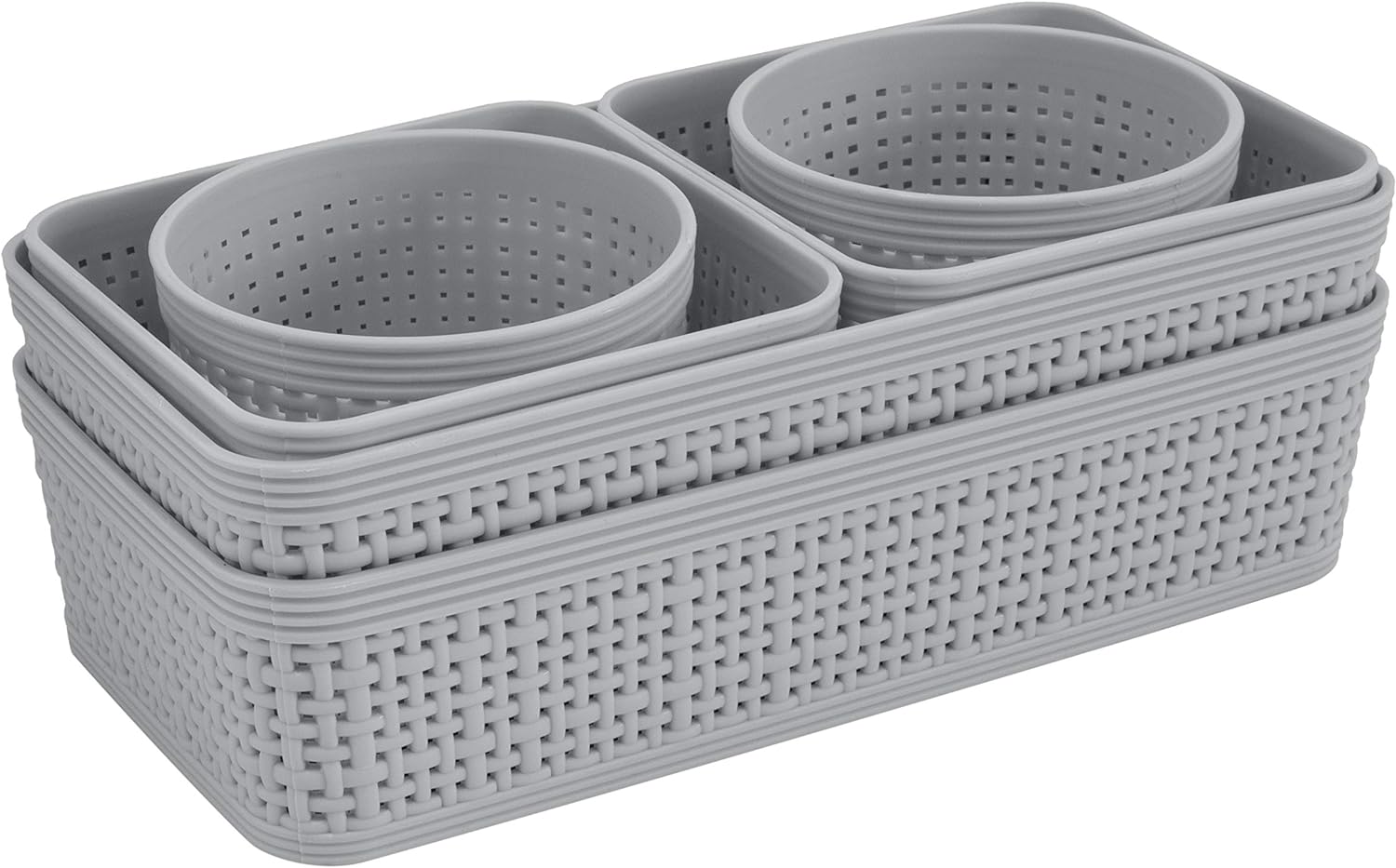 Simplify 6 Piece Organizing Set | Multiple Size Bins | Multipurpose | Office | Desk | Dorm | Bathroom | Storage Basket | Small Items | Accessories | Grey