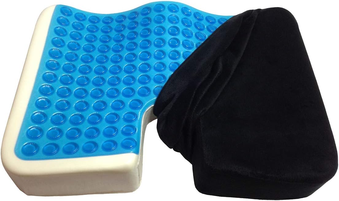 Coccyx Seat Cushion, Cool Gel Memory Foam Large Orthopedic Tailbone Pillow for Sciatica, Back, and Tailbone Pain (Black)