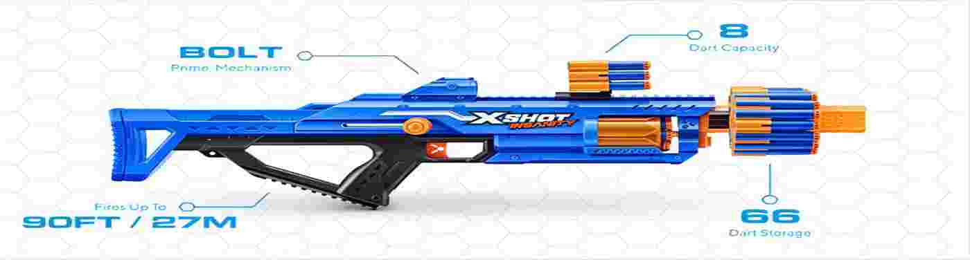 X-Shot Insanity Mad Mega Barrel by ZURU with 72 Darts, Air Pocket Technology and Dart Storage, Rotating Barrel with Large Dart Capacity, Outdoor Toy for Boys and Girls, Teens and Adults