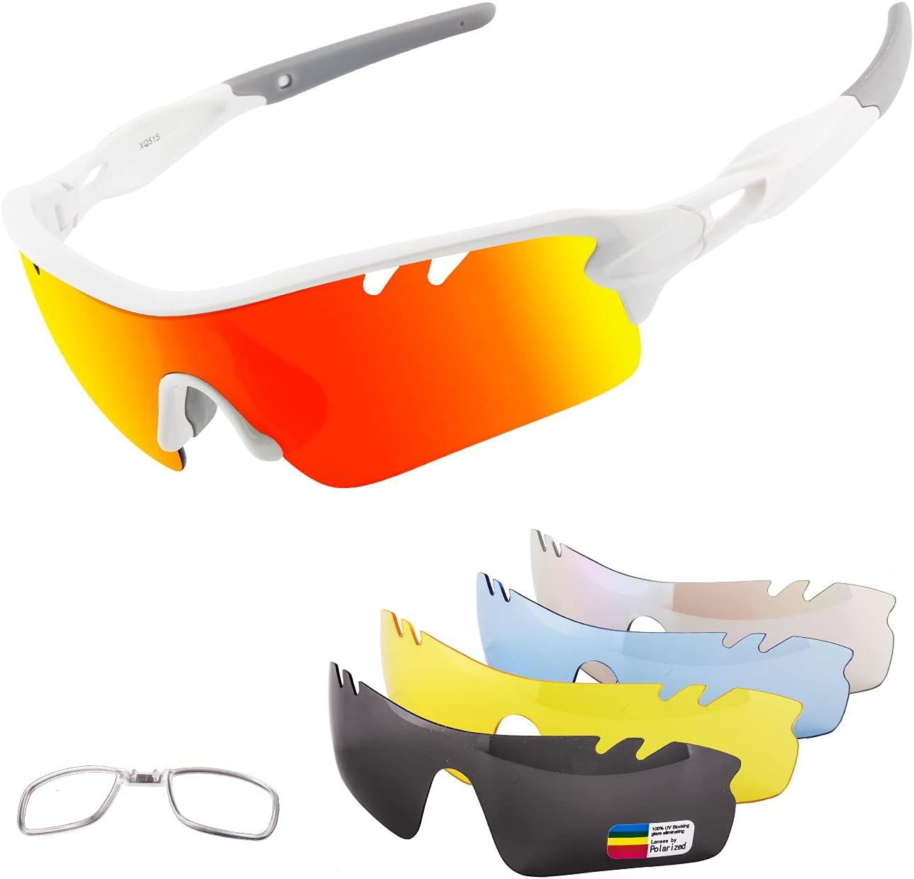 Polarized Sports Sunglasses Cycling Sun Glasses for Men Women with 5 Interchangeable Lenes for Running Baseball Golf Driving