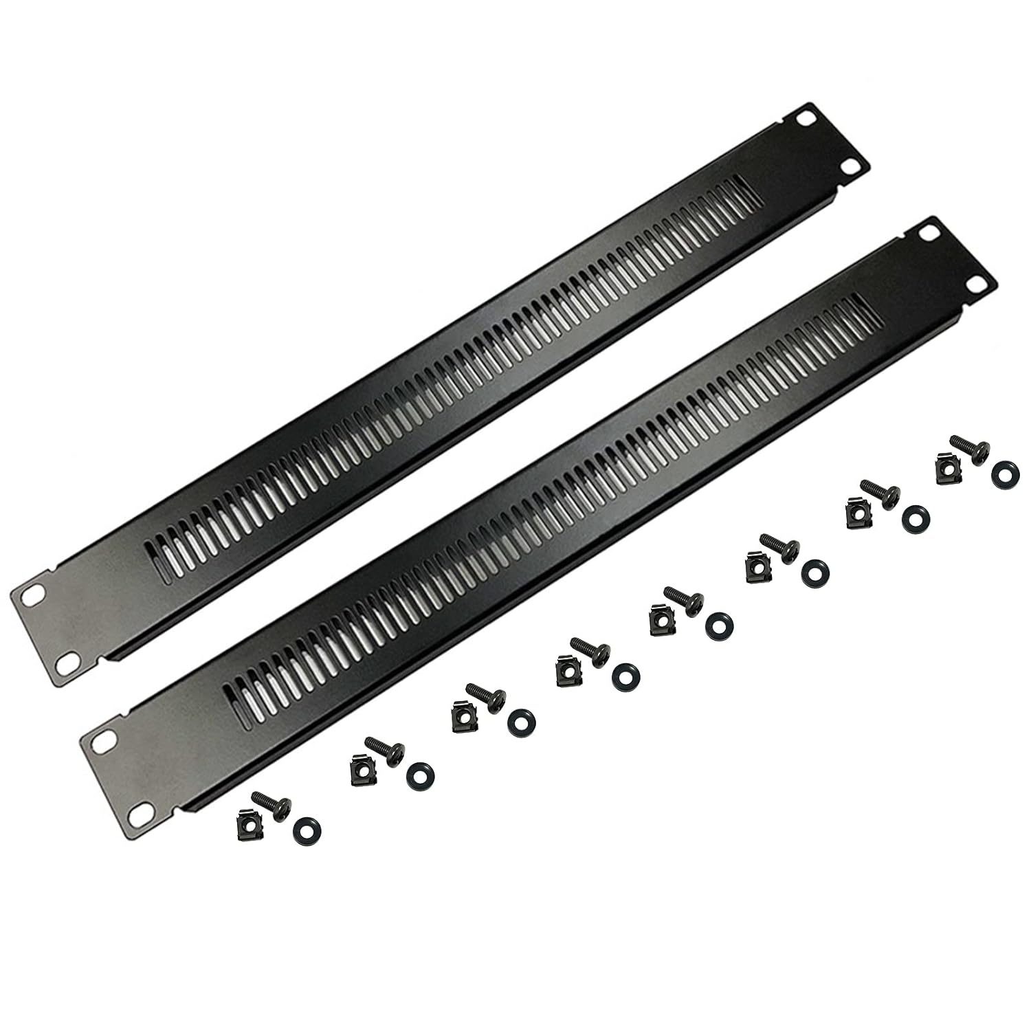 2-Pack 1U 19 Inch Blank Rack Mount Panel with mounting Screws 1U 2U 6U 12U Server Rack Panel - Black