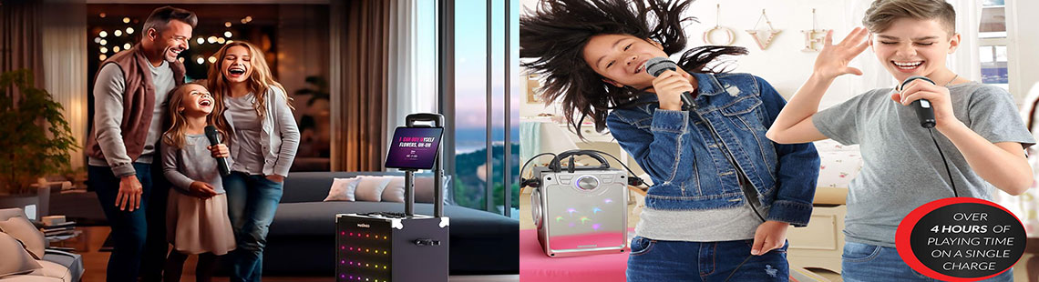 Croove Karaoke Machine for Kids - Kids Karaoke Machine for Girls and Boys with 2 Microphones  Bluetooth, AUX, USB Connectivity and Flashing Disco Lights in Singing Machine