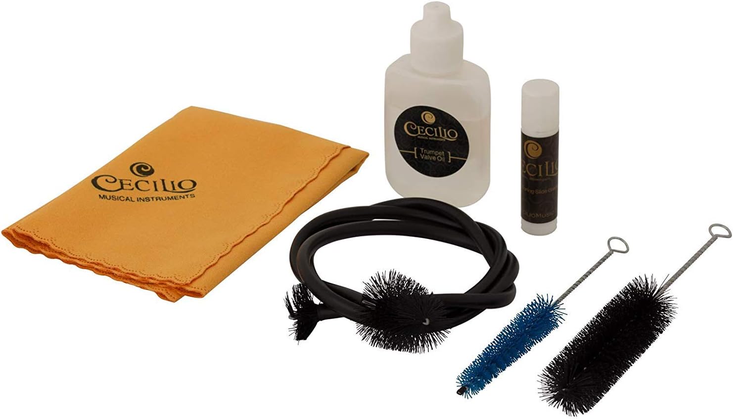 Cecilio Trumpet Cleaning Maintenance Care Kit - Complete Care and Cleaning Set with Valve Oil, Grease, and Accessories