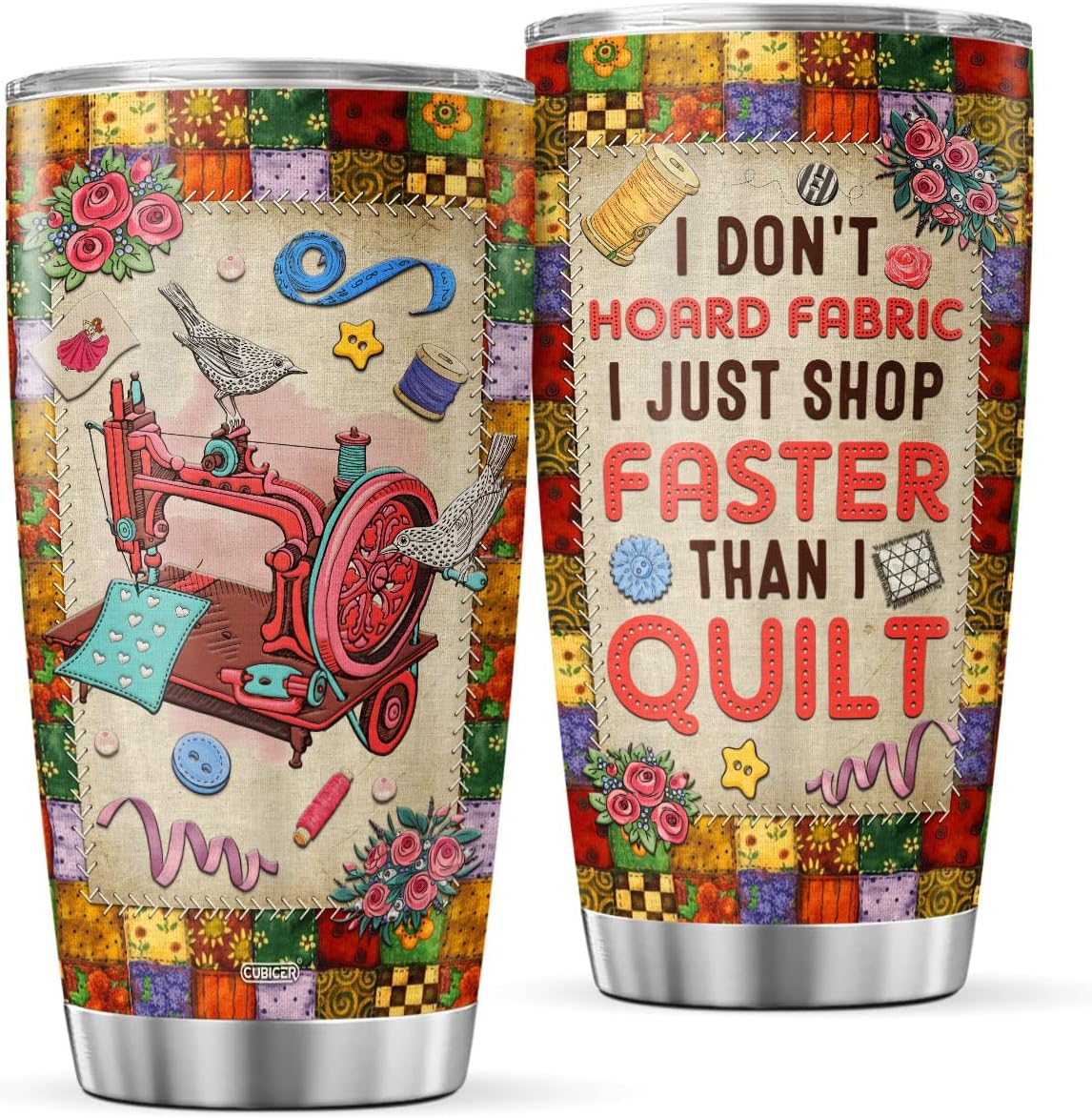 Sewing Coffee Tumbler For Women Girls Mother 20 Oz Double Walled Stainless Steel Mug For Sewers Inspiration Gifts For Birthday Party Quilting Travel Wine Glass For Her