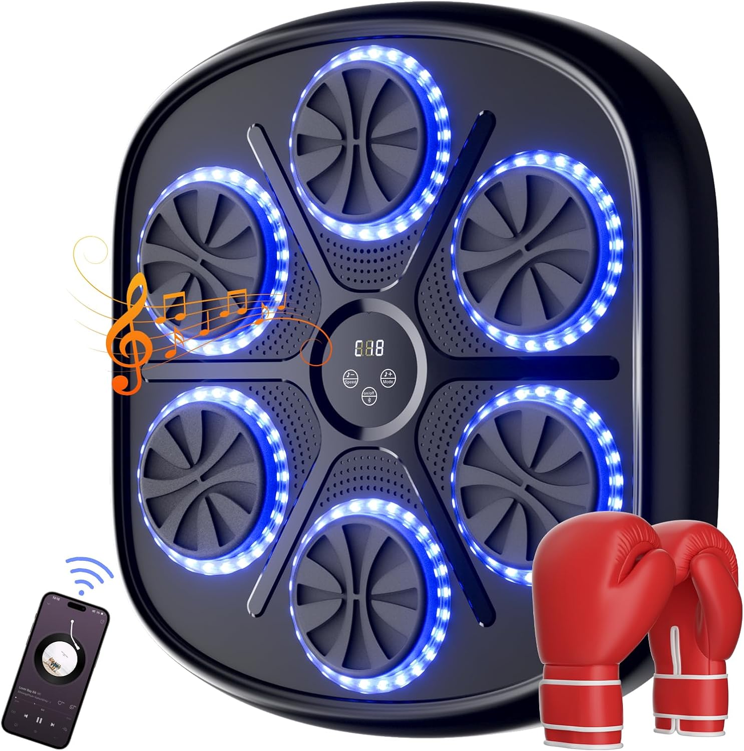 2024 Intelligent Music Boxing Machine with USB Charging, 9 Exercise Modes and Boxing Gloves, Bluetooth Boxing Machine with Smart Display Screen, Family Fun, Beat Game