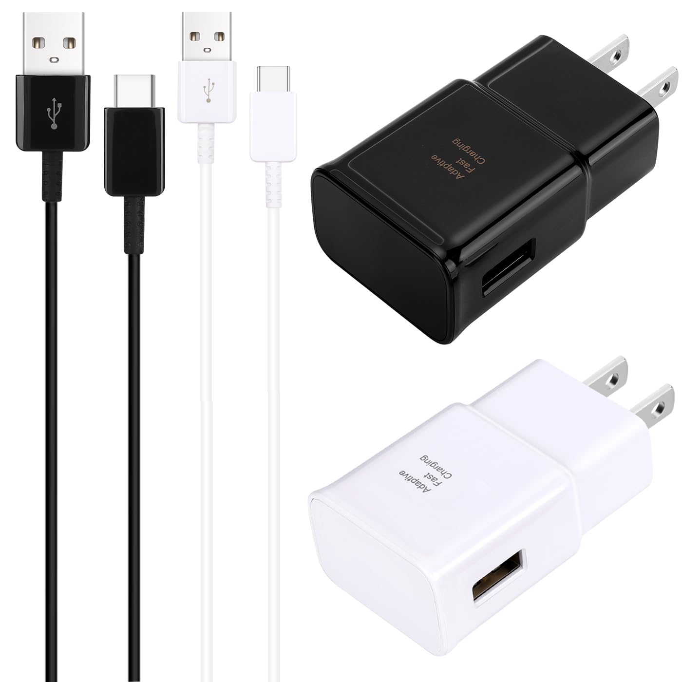 USB C Charger,Fast Charger Samsung with USB Type C Cable 6.6ft for Samsung Galaxy S8/S9/S10/S10 Plus/S10E/ S20/S20 Plus/S21/S21 Ultra/S22/S22 Plus/S22 Ultra/Note 8/9/10/20 (2 Pack,Black&White)