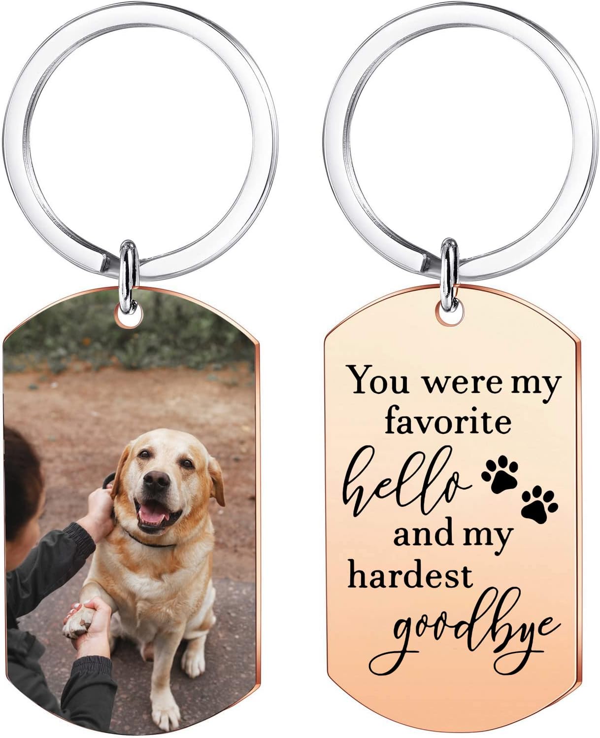 Custom Keychain with Dog Photo Pet Picture Keychain Personalized Dog Memorial Gifts - Sympathy for Loss of Dog