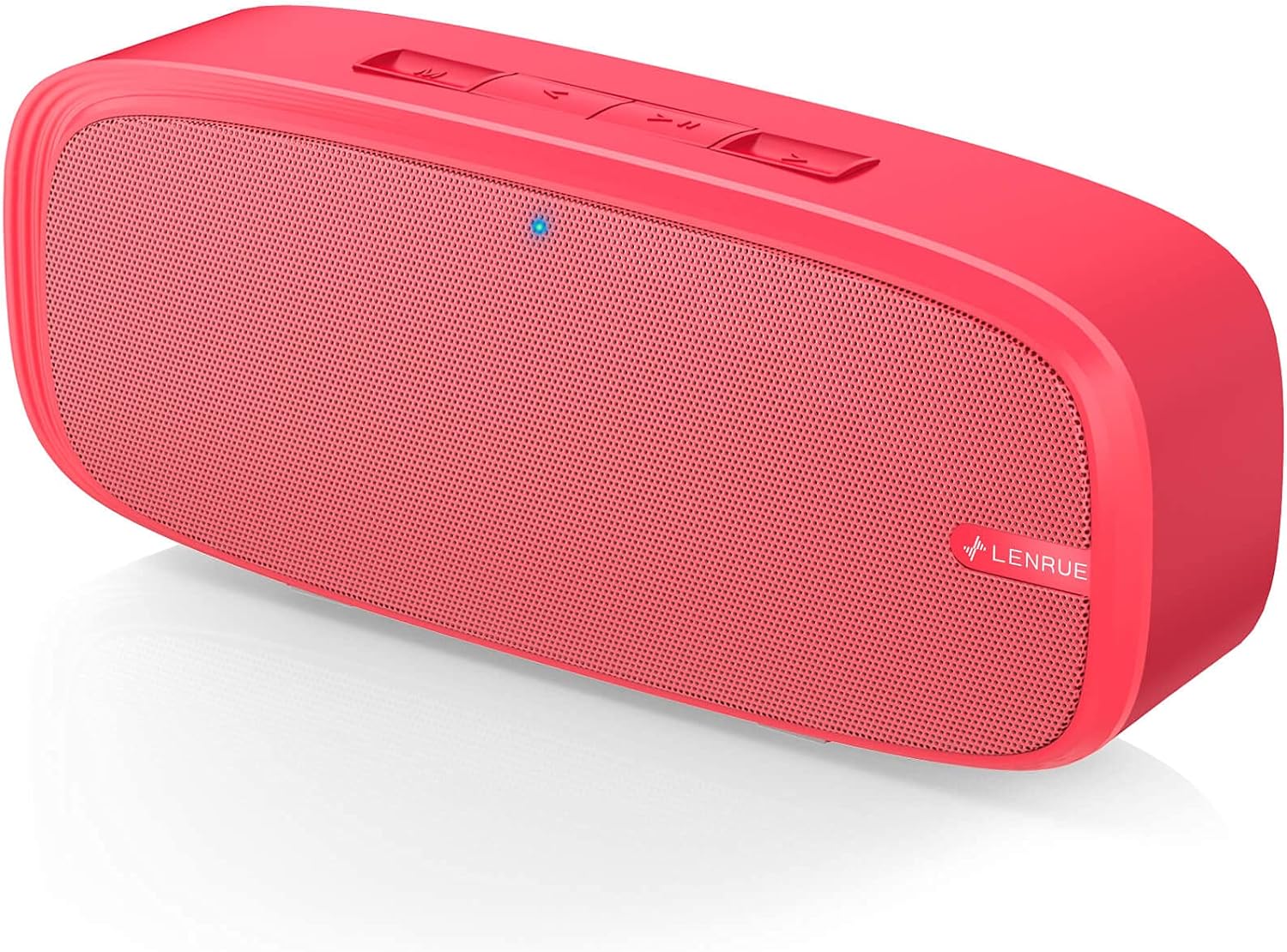 LENRUE Bluetooth Speaker, Wireless Portable Speaker with Loud Stereo Sound, Rich Bass, 12-Hour Playtime, Built-in Mic. Perfect for iPhone, Samsung and More (Red)