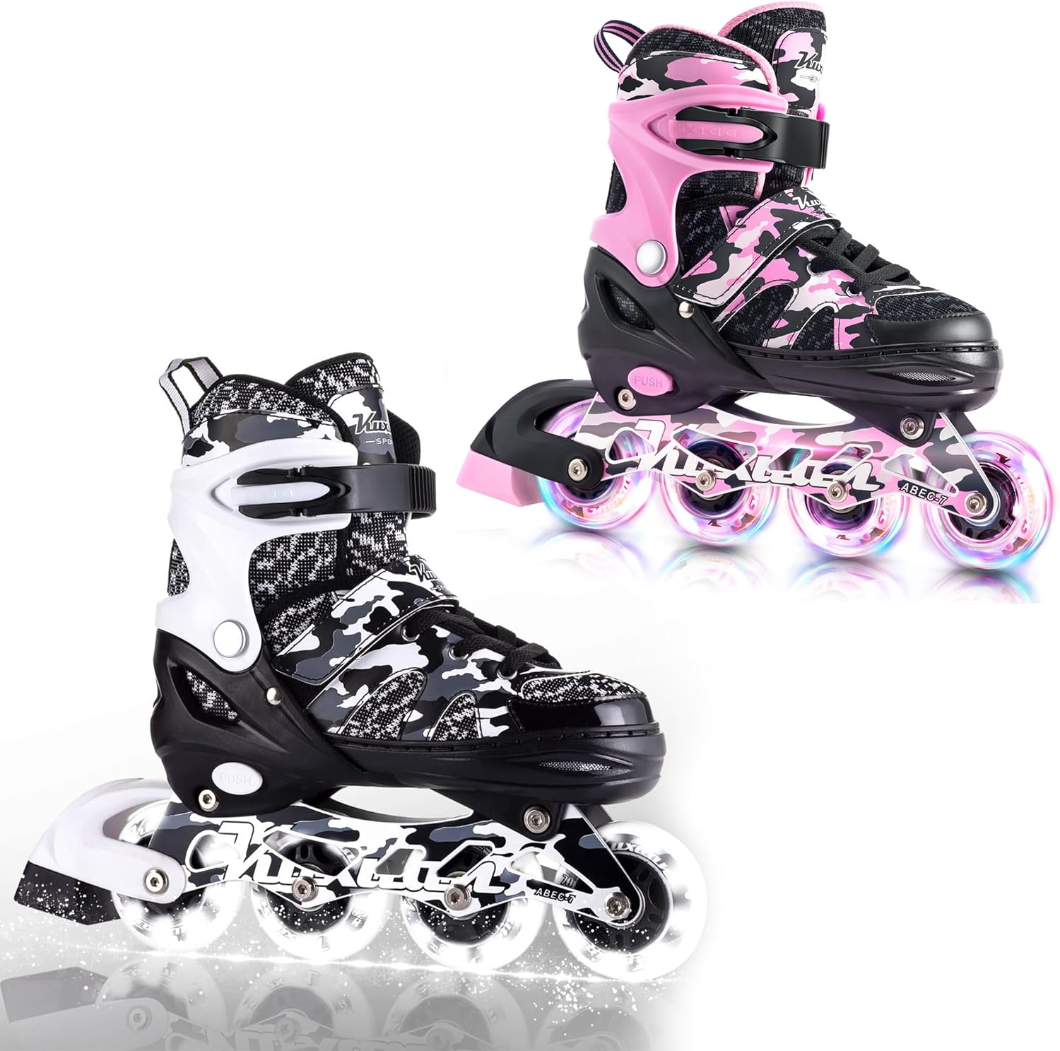 Kuxuan Skates Adjustable Inline Skates for Kids Girls and Boys Beginner