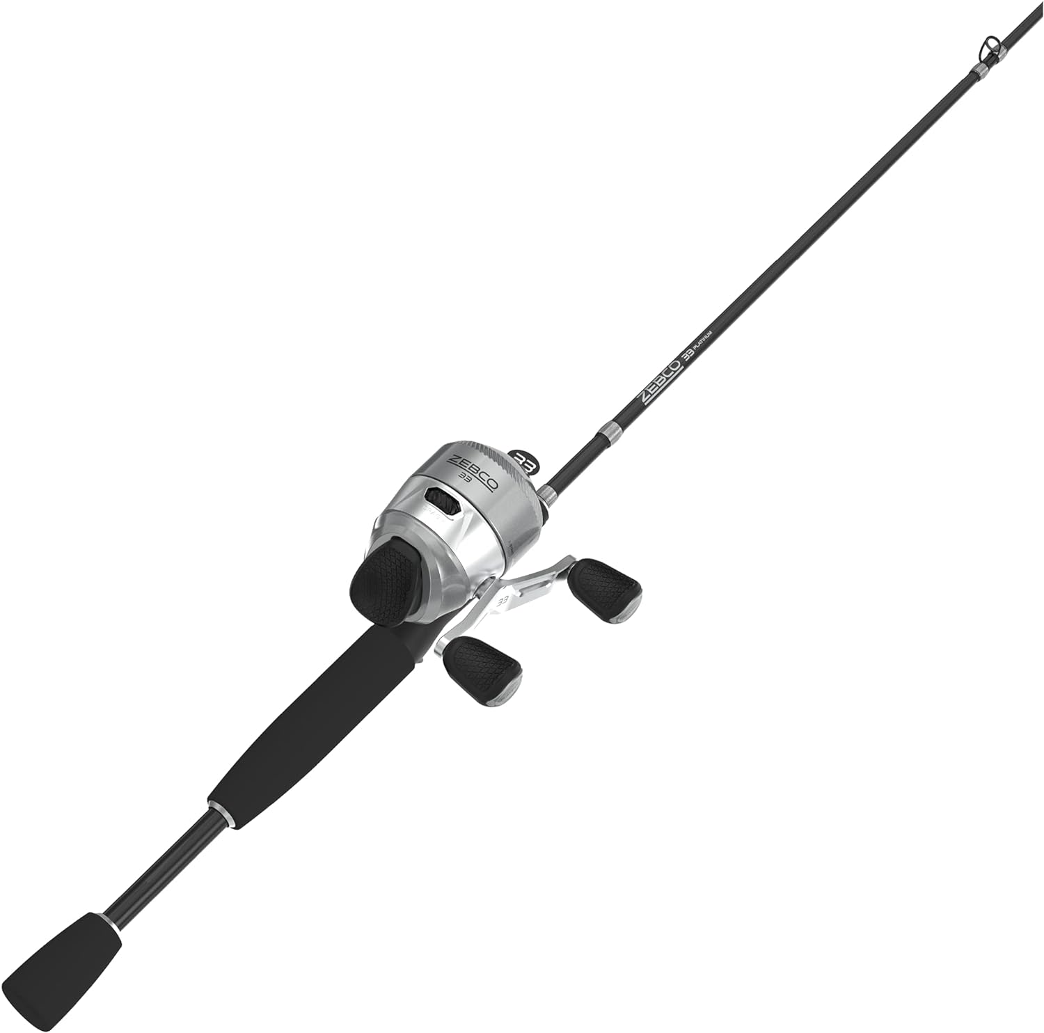 Zebco 33 Platinum Spincast Reel and Fishing Rod Combo, Anti-Reverse Clutch, Silver