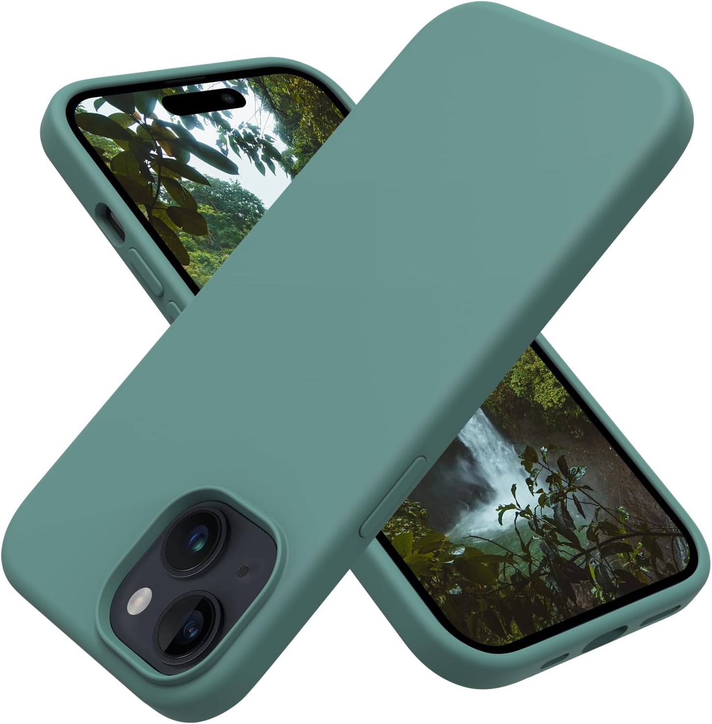 OTOFLY Compatible with iPhone 15 Case, Silicone Shockproof Slim Thin Phone Case for iPhone 15 (6.1 inch), (Pine Green)