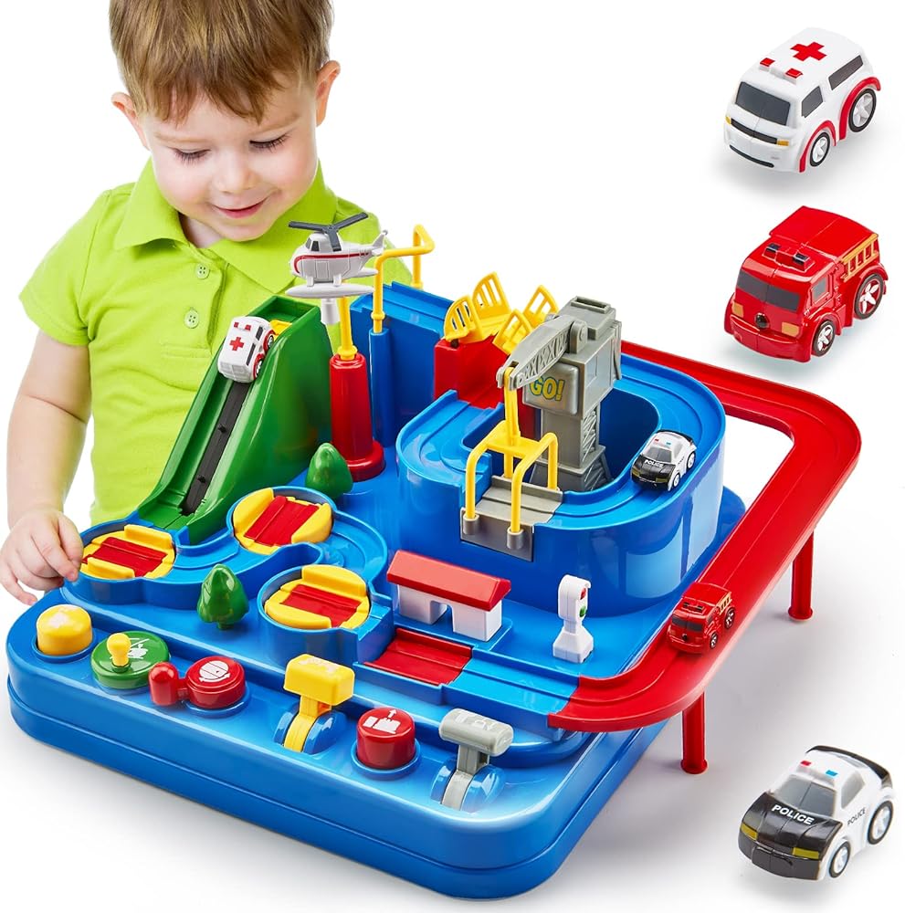 Toys for 3 Year Old Boys - Large Race Track - 3 Year Old Boy Birthday Gift Ideas - Car Toys for Boys 3-4-5-6-7 - Montessori/Thinking/Fine Motor Skills Toys