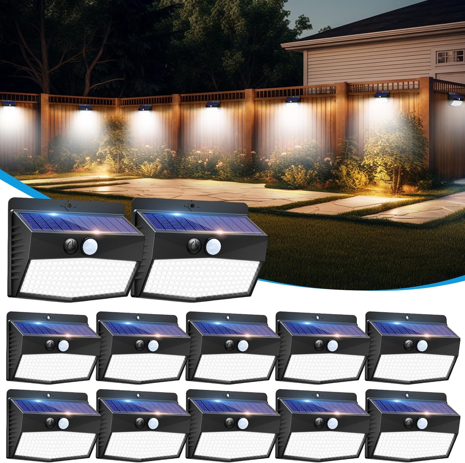 Solar Outdoor Lights, [138 LED/12 Packs] Solar Motion Sensor Security Lights with 3 Lighting Modes Wireless Solar Wall Lights Waterproof Solar Powered Lights for Garden Fence Yard Deck Garage