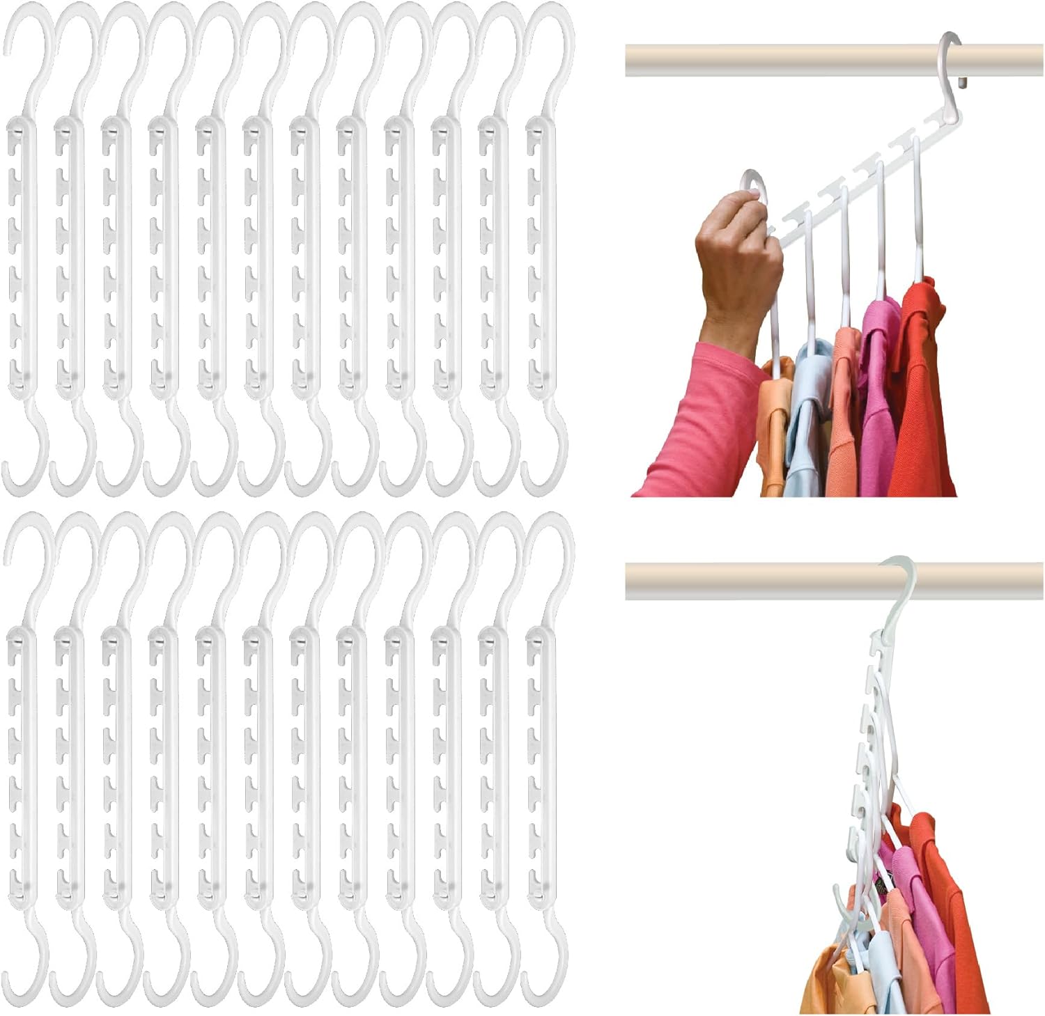 Max Pack of 24 Closet Organizer, Space Saving for Wrinkle-Free Clothes, Compact Closet Organization, Fully Assembled Hanger Closet Organizer - Closet Organization & Storage - White