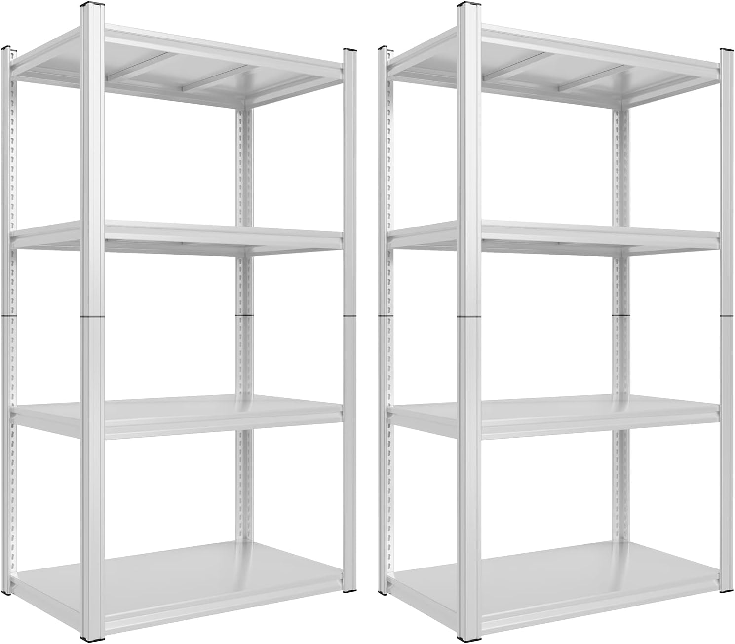 Raybee Garage Storage Shelves, Garage Shelving, 4 Tier Garage Shelves, Adjustable Garage Shelving Heavy Duty, Easy Assembly Metal Shelves for Storage, Kitchen, Pantry, White 2 Pack