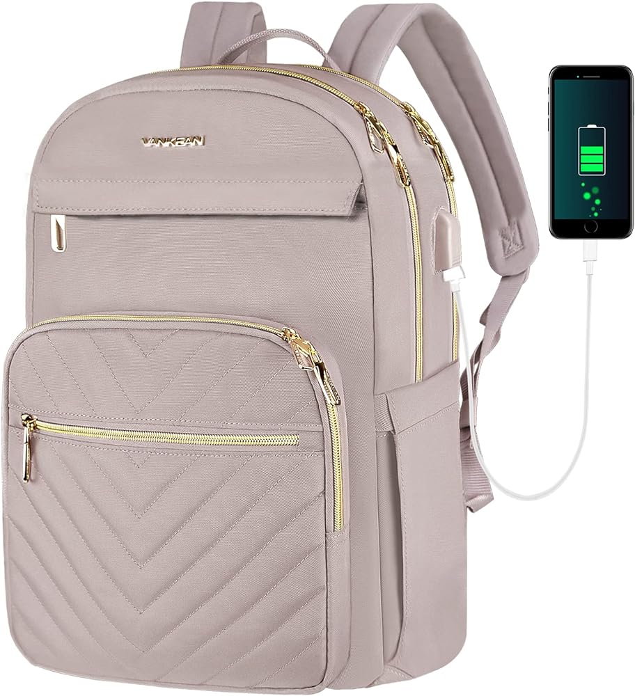 I bought this backpack to use while traveling, and it works great as a personal item to carry on a plane.  It fits perfectly under the seat, and is easy to access snacks, phone, cords, chargers, water bottle, and my fleece jacket while flying.  I was looking for something a little smaller, but went with this one, since I needed to pack my 15" laptop.  I would have liked a velcro strap to keep the laptop pocket more secure, but it works well enough.  The only issue I had is that the shoulder straps are slightly big for me, since I'm a small woman.  I adjusted them all the way, but could have used a little less length in the straps.  I like the deep inside zippered pocket, since I can put my wallet in there, and feel confident that it's in a safe place.  The large front pocket is great for organizing your phone, ID, lip gloss, passport, cords, and anything small that you need to access quickly and easily.  I was a little doubtful about whether I'd like the gold zippers, but they look great with the black bag, and the fabric and construction is good quality.  I just returned from a 2 week trip with this bag, and it was awesome to travel with. The horizontal strap that goes over the handles of your carry on bag makes it a breeze to maneuver through airports, and this backpack was a great buy for the quality!