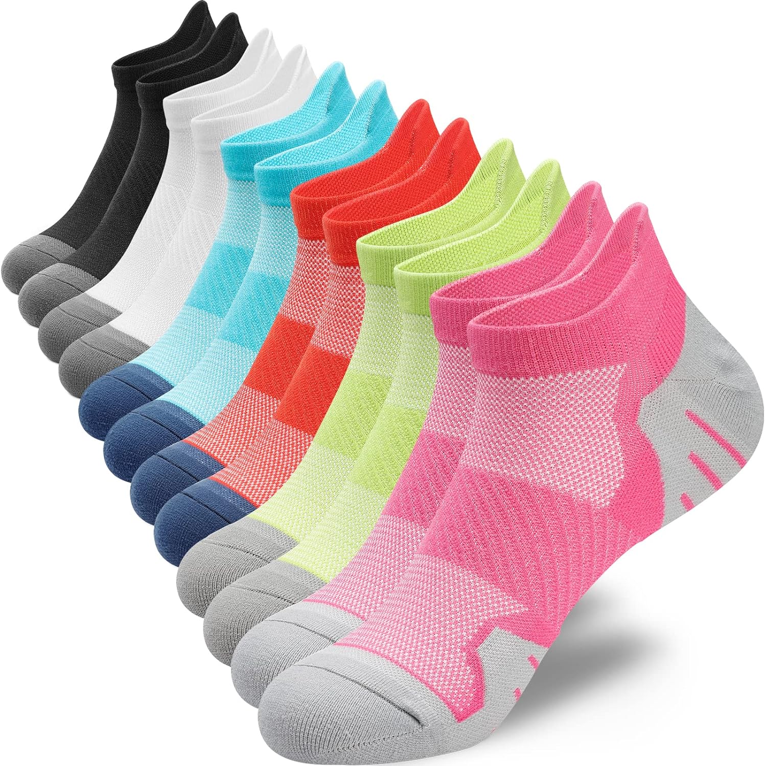 PAPLUS Ankle Compression Socks for Women 6 Pairs, Low Cut Womens Running Socks with Arch Support