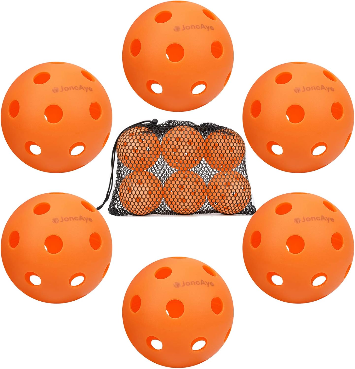 JoncAye Pickleball Ball Set, Outdoor Indoor Pickle-Balls 6, 12 Pack, USAPA Standard Pickleballs with Ball Bag, Accessories for Pickleball Paddle Set | Pickle-Ball Game Equipment, Gifts for Man Women