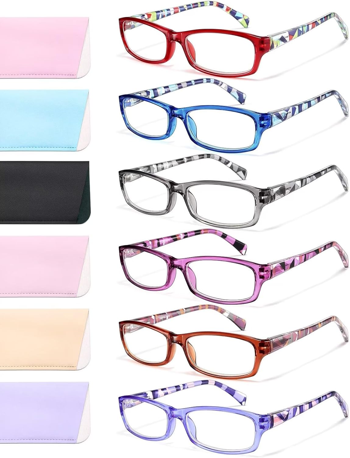 Gaoye Reading Glasses for Women, 6 pack Fashion Readers for Women Men Spring Hinge Eye Glasses, Blue Light Reading Glasses Anti Eyestrain