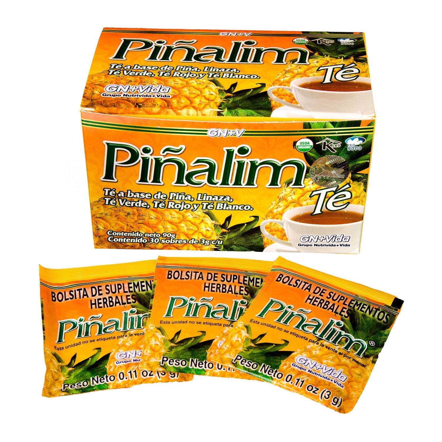 SmileMore Pinalim Tea/Te de Pinalim Mexican Version- Pineapple, Flax, Green Tea, White Tea - 30 Day Supply - 4 PACK