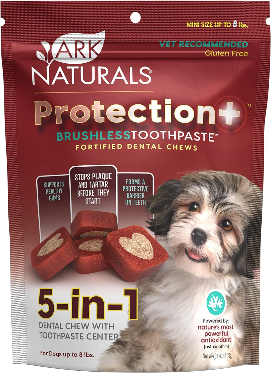 ARK NATURALS Protection  Brushless Toothpaste, Dog Dental Chews for Mini Breeds, Prevents Plaque & Tartar, Freshens Breath, 4oz, 1 Pack