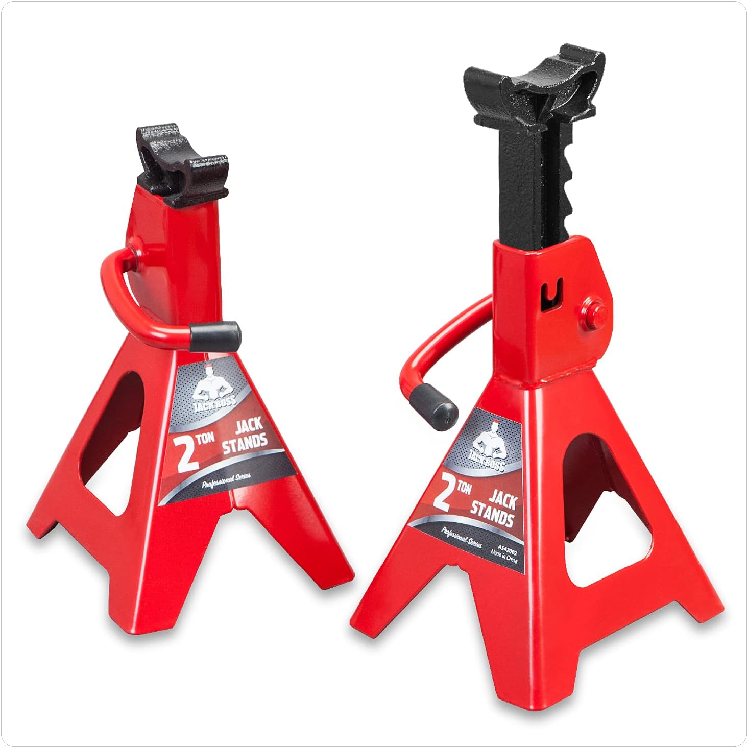 Jack Boss Jack Stands 2 Ton (4,400 LBs) Lifting Car Stand, Fit Use for Cars Automotive Sedans, Red, 2 Pack