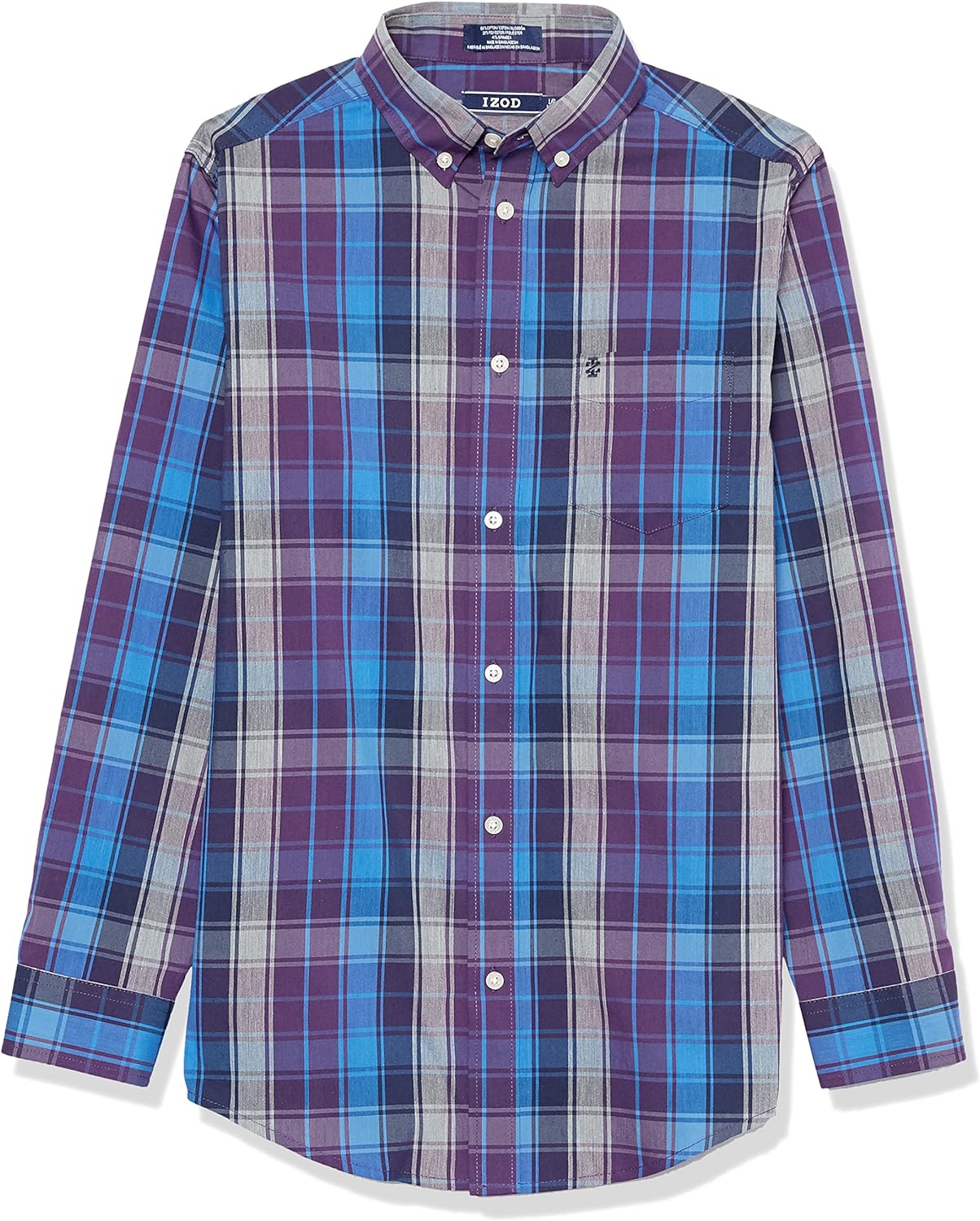 IZOD Boys' Long Sleeve Plaid Button-Down Dress Shirt