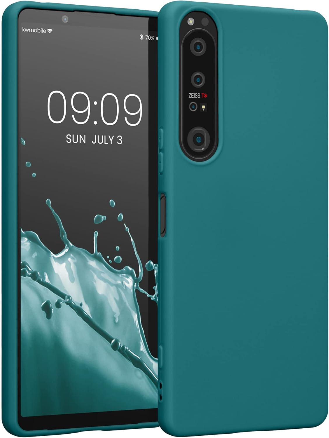 kwmobile Case Compatible with Sony Xperia 1 IV Case - Soft Slim Protective TPU Silicone Cover - Teal Matte