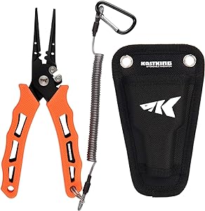 KastKing Cutthroat 7 inch Fishing Split Ring Pliers, 420 Stainless Steel Fishing Tools, Saltwater Resistant Fishing Gear, Tungsten Carbide Cutters