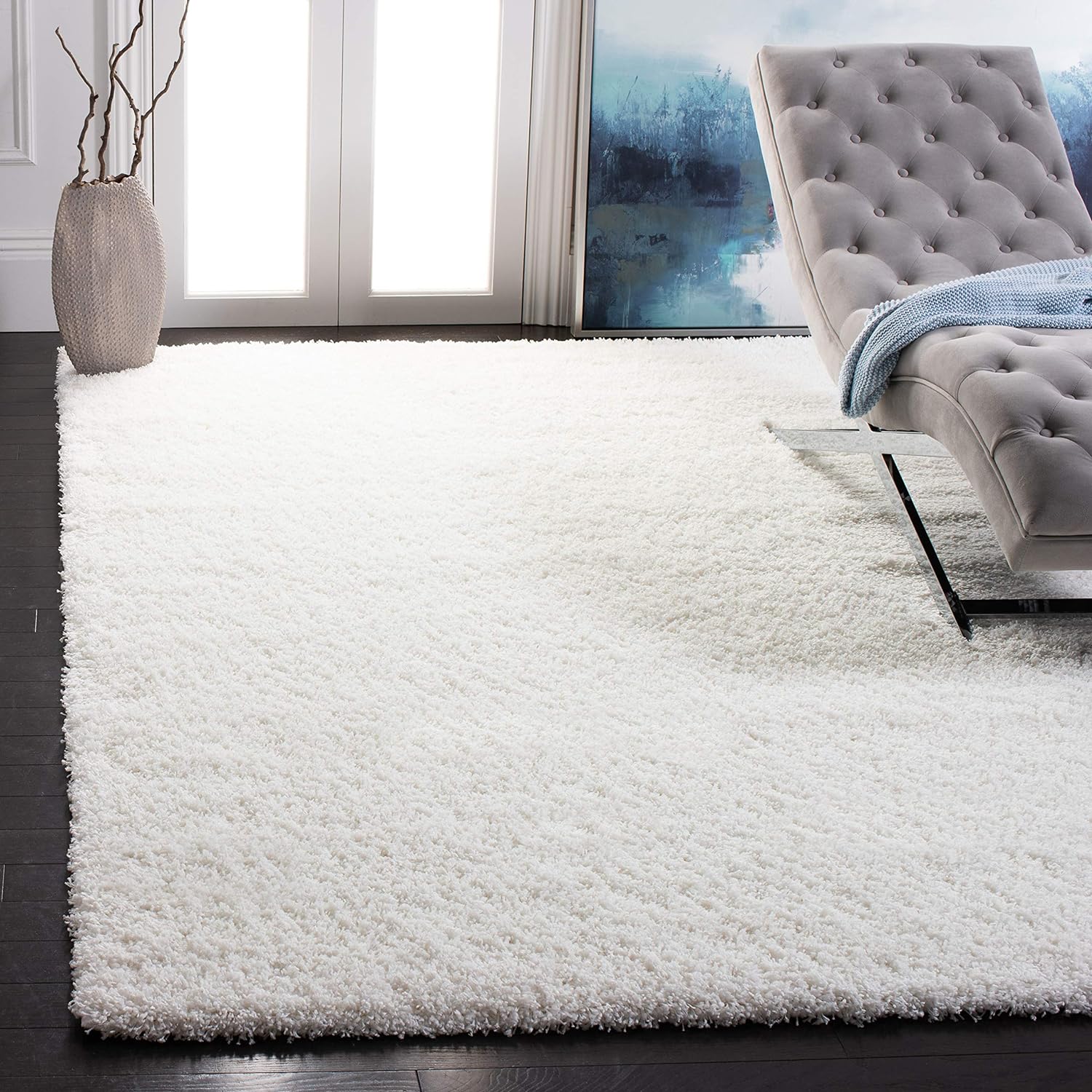 SAFAVIEH California Shag Collection Area Rug - 8' x 10', White, Non-Shedding & Easy Care, 2-inch Thick Ideal for High Traffic Areas in Living Room, Bedroom (SG151-1010)