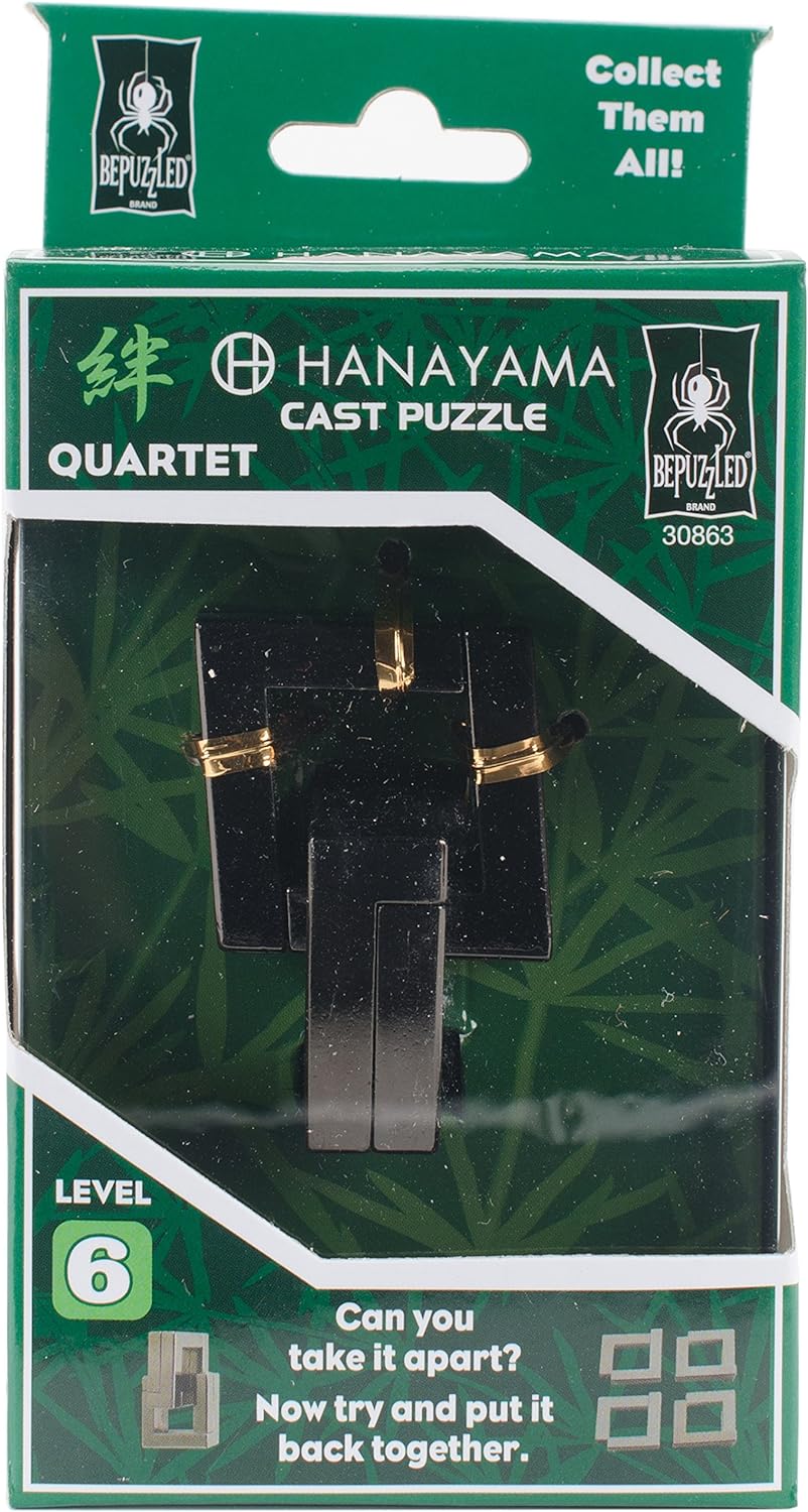 BePuzzled | Quartet Hanayama Metal Brainteaser Puzzle Mensa Rated Level 6, for Ages 12 and Up